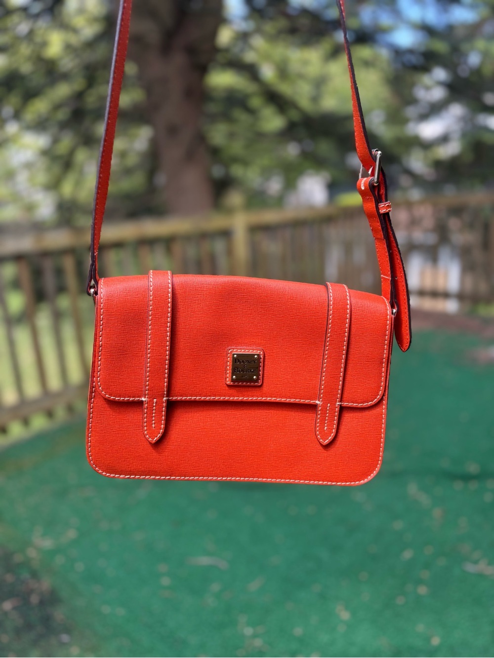 Dooney & Bourke Orange Saffiano Leather Crossbody Messenger Purse